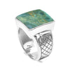 Starborn Peruvian Blue Opal Men’s Style Ring in Sterling Silver
