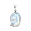 Starborn Rainbow Moonstone Rough Oval Pendant in Sterling Silver