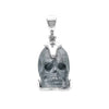 Starborn Hand Carved Pure Elemental Silica Skull Pendant in Sterling Silver