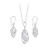 Starborn Sterling Silver natural Herkimer Diamond Quartz Pendant and Earrings with 16" Chain