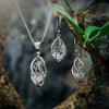 Starborn Sterling Silver natural Herkimer Diamond Quartz Pendant and Earrings with 16" Chain