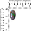 Fossiler Dinosaurierknochen mit Ammolit-Inlay, großer Cabochon 40 mm – 1 Stück