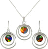 Starborn Ammolite Sterling Silver Pendant and Earring Set - Graduated Orbit Design