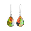 Starborn Ammolite Sterling Silber Anhänger und Ohrringe Set – Birnenförmiges Design 