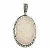 Starborn Creations Antiqued Sterling Silver White Drusy Quartz And White Topaz Pave Pendant