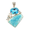 Starborn Creations Large Sterling Silver Larimar and Topaz Pendant
