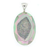 Starborn Creations Sterling Silver Faceted Quartz Window Drusy Pendant in Pink and Green