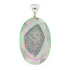Starborn Creations Sterling Silver Faceted Quartz Window Drusy Pendant in Pink and Green