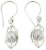 Starborn Creations Sterling Silver Gibeon Meteorite Sphere Caged Earrings