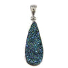 Starborn Creations Sterling Silver Green Blue Teardrop Crystal Quartz Drusy Pendant