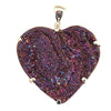 Starborn Creations Sterling Silver Rainbow Titanium Purple Chalcedony Drusy Heart Pendant