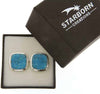 Starborn Creations Sterling Silver Square Nacozari Turquoise Cuff Links