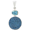 Starborn Creations Sterling Silver Steely Blue Drusy and Blue Topaz Pendant