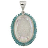 Starborn Creations Sterling Silver White Quartz Window Drusy and Apatite Beads Pendant