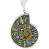 Starborn Sterling Silver Ammonite with Abalone Shell Inlay Pendant