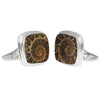 Starborn Sterling Silver cushion cut Fossilized Ammonite Cuff Links